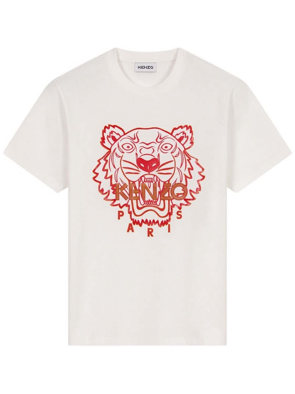 NEW Kenzo ICON Printed White Cotton Jersey Short Sleeve T-Shirt Gold/Red Size S